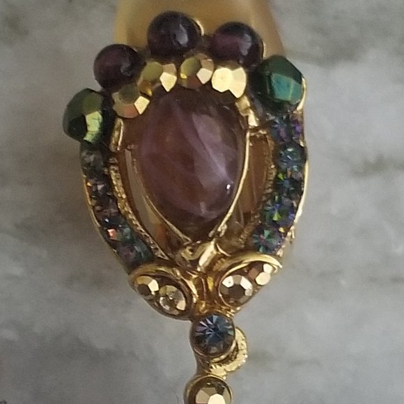 HOLIDAY STATEMENT JOSE & MARIA BARRERA PURPLE CRYSTAL DANGLE CHANDELIER EARRINGS - Picture 2 of 16